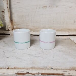 Tous Ceramic Espresso Cups Set of 2- Demitasse- Made in Italy- Green & Pink- Mug